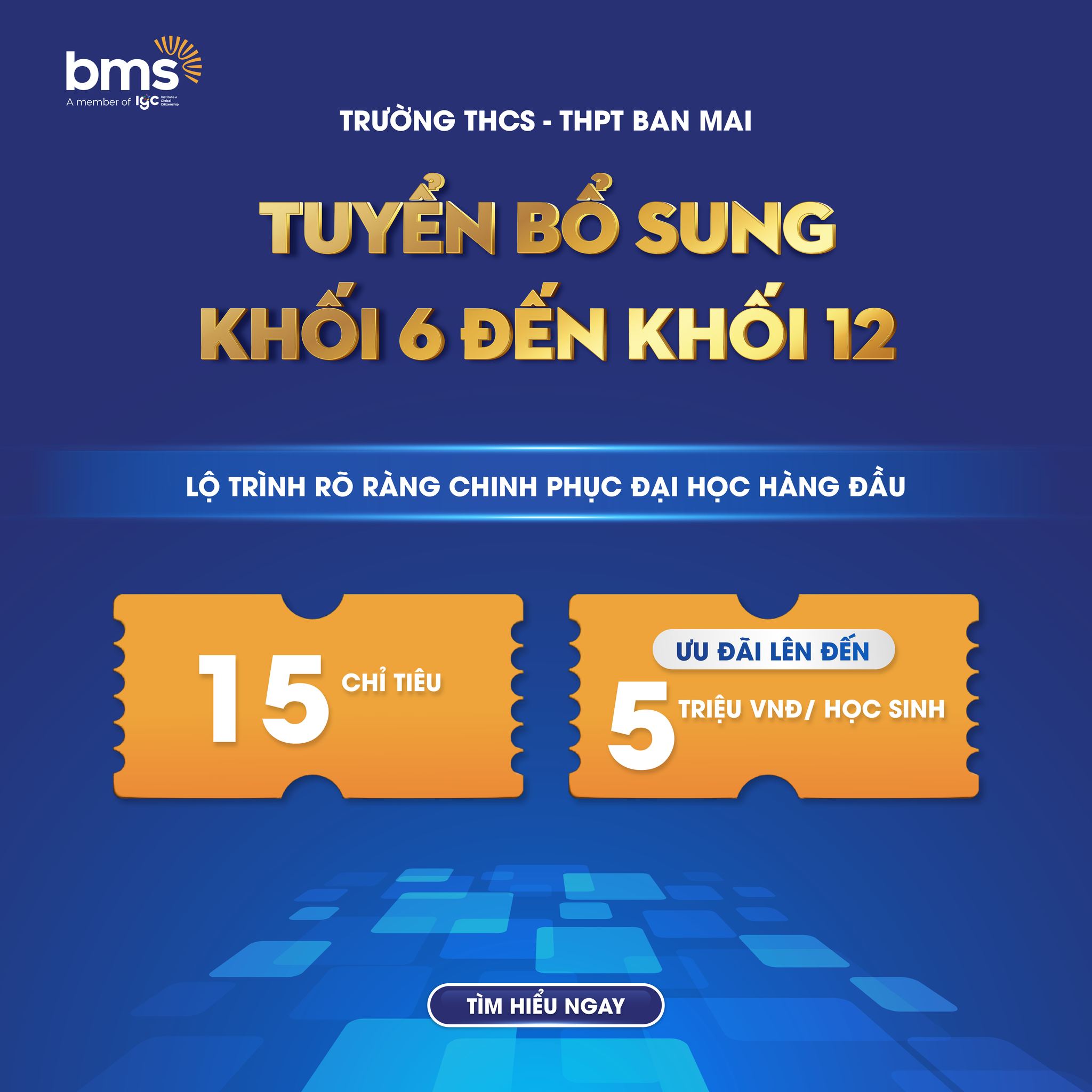 Tuyển sinh bổ sung năm học 2025 - 2026 từ Khối 6 đến Khối 12