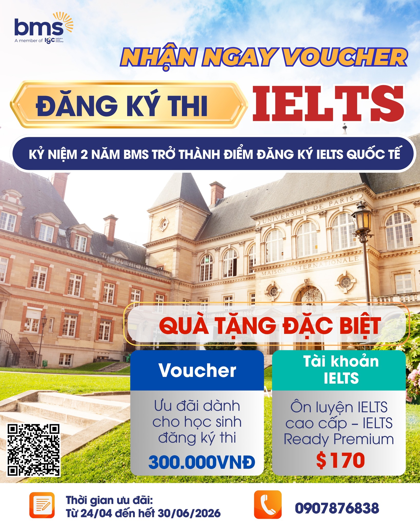 Ưu đãi đặc biệt khi đăng ký thi IELTS tại BMS: Chủ động lịch thi, nhận quà tặng giá trị