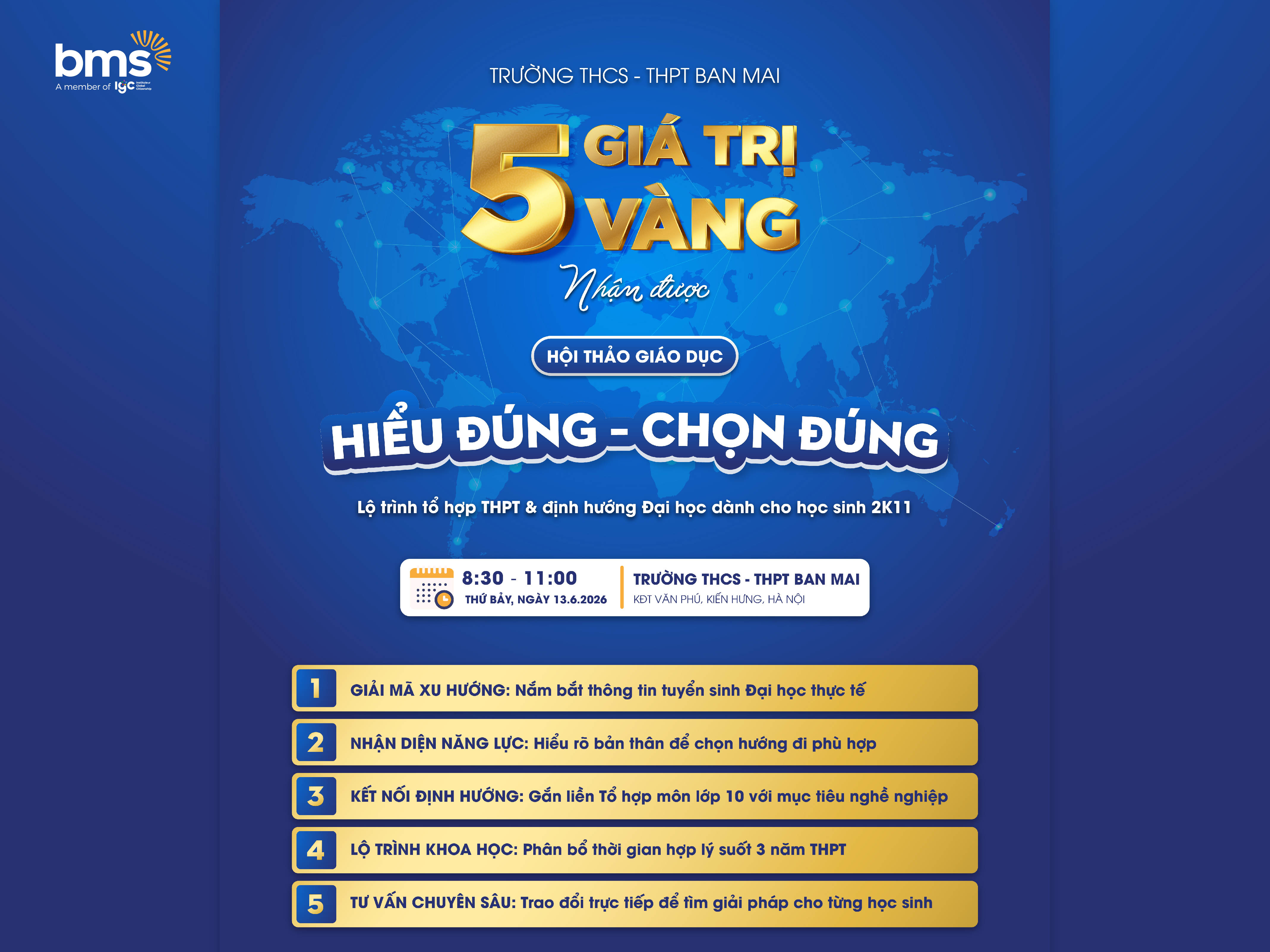 5 giá trị "vàng" nhận được tại Hội thảo "Hiểu đúng - Chọn đúng": Lộ trình tổ hợp THPT & Định hướng đại học dành cho học sinh 2K11