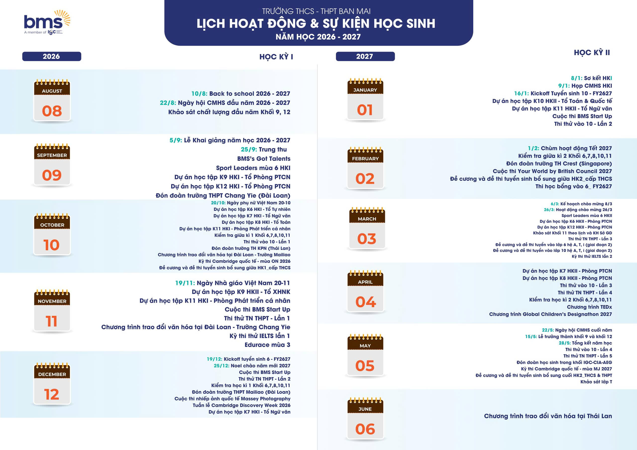 Lịch năm học