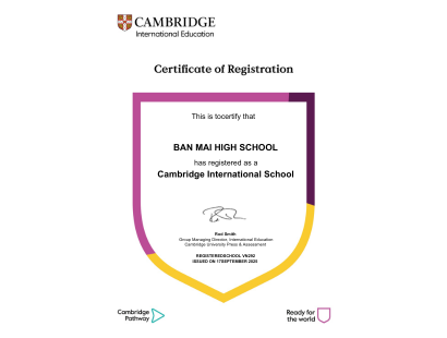 Trung học phổ thông Ban Mai là Trường quốc tế Cambridge (Mã số VN292)
