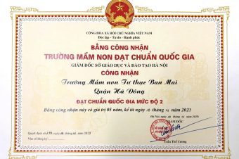 TRƯỜNG MẦM NON BAN MAI VINH DỰ ĐẠT CHUẨN QUỐC GIA MỨC ĐỘ 2 VÀ KIỂM ĐỊNH CHẤT LƯỢNG GIÁO DỤC CẤP ĐỘ 3