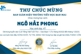 Danh sách BMSers tham gia CLB Tiếng Anh, Toán, Tiếng Việt năm học 2022 – 2023 (giai đoạn 1)