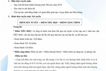 THÔNG TIN TUYỂN SINH VÀO LỚP 6 TRƯỜNG THCS – THPT BAN MAI NĂM HỌC 2019 – 2020